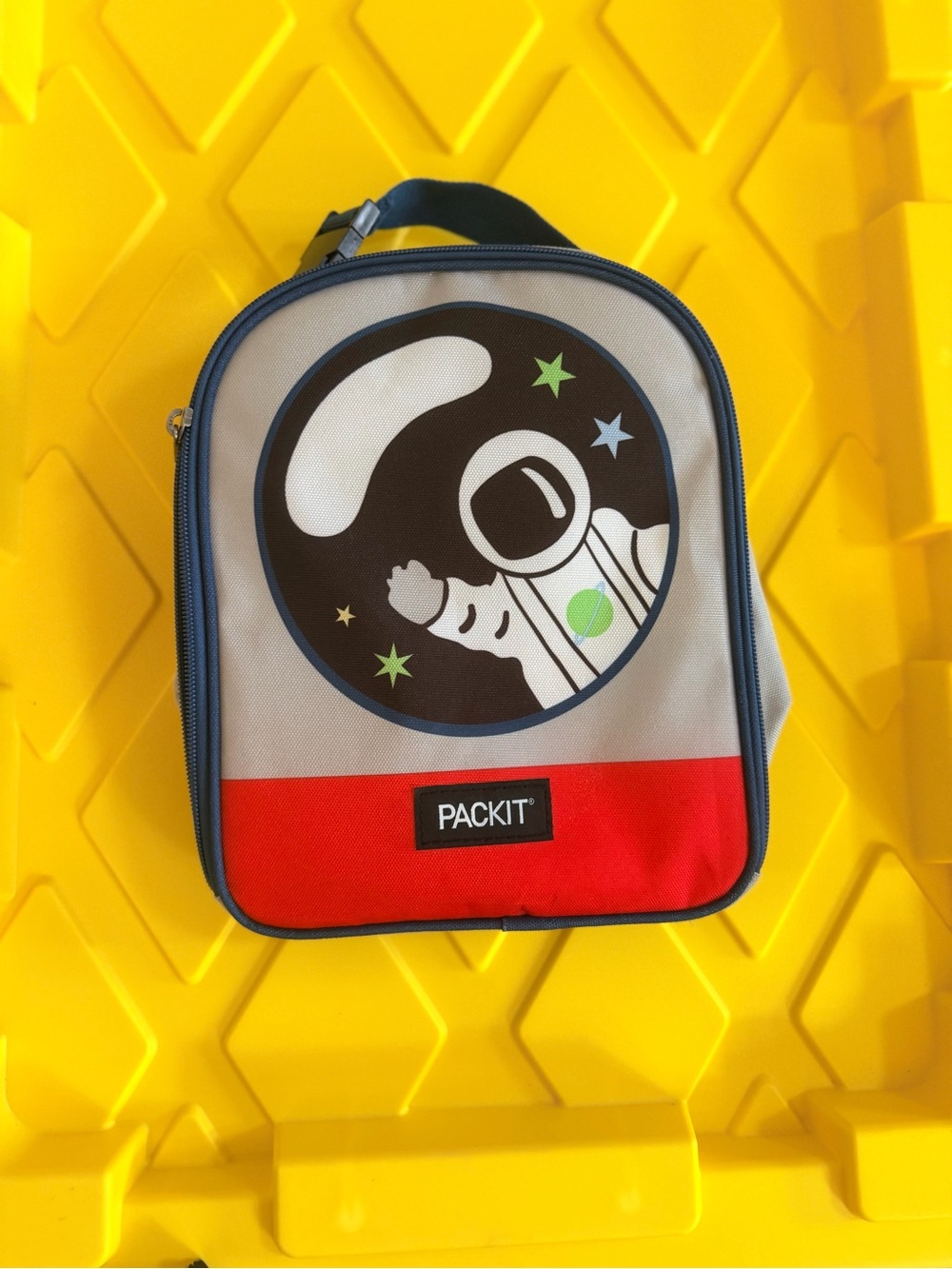 PackIt Kids Freezable Ice Pack Grey/Blue & Red Astronaut Insulated Lunch Bag GUC